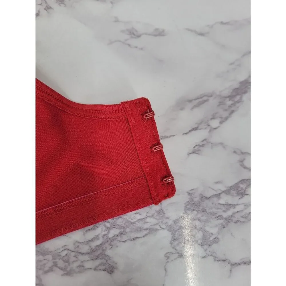 Cacique Red Satin Underwire Bra with Adjustable Straps